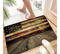 HKPOEQ Non Slip Bath Mat Machine Washable Durable Soft Fluffy Microfiber Bathroom Mat Water Absorbent Bath Rug,Retro, distressed, American flag, wood grain background, old wooden boards,24x36 in
