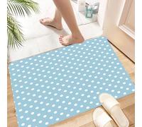 HKPOEQ Non Slip Bath Mat Machine Washable Durable Soft Fluffy Microfiber Bathroom Mat Water Absorbent Bath Rug,Aqua, Old Retro Vintage 50s 60s Polka Dots for Pop Art Pin Up Lovers Artwork,24x36 in