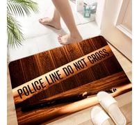 HKPOEQ Non Slip Bath Mat Machine Washable Durable Soft Fluffy Microfiber Bathroom Mat Water Absorbent Bath Rug,Scene of murder, security warning tape on a crime scene, weapon,16x24 in