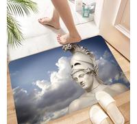 HKPOEQ Non Slip Bath Mat Machine Washable Durable Soft Fluffy Microfiber Bathroom Mat Water Absorbent Bath Rug,Ancient Greece, image of sacred atmosphere with helmet statue,16x24 in