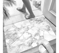 HKPOEQ Non Slip Bath Mat Machine Washable Durable Soft Fluffy Microfiber Bathroom Mat Water Absorbent Bath Rug,Marble,Fractured Lines Stained Grunge Surface Effects Ceramic Style Back,24x36 in