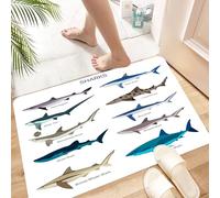 HKPOEQ Non Slip Bath Mat Machine Washable Durable Soft Fluffy Microfiber Bathroom Mat Water Absorbent Bath Rug,Carpet collection species of sharks bronze whale shark,16x24 in
