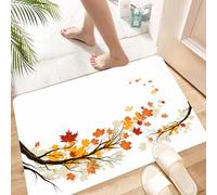 HKPOEQ Non Slip Bath Mat Machine Washable Durable Soft Fluffy Microfiber Bathroom Mat Water Absorbent Bath Rug,Autumn branches curved and swirling with colorful leaves,16x24 in