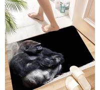 HKPOEQ Non Slip Bath Mat Machine Washable Durable Soft Fluffy Microfiber Bathroom Mat Water Absorbent Bath Rug,Silver Animal Gorilla Gray In Danger Sad Baby Back Wildlife King Kong,24x36 in