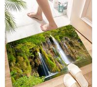 HKPOEQ Non Slip Bath Mat Machine Washable Durable Soft Fluffy Microfiber Bathroom Mat Water Absorbent Bath Rug,Nature, majestic waterfall flowing to the river in national park Fresh,24x36 in