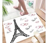 HKPOEQ Non Slip Bath Mat Machine Washable Durable Soft Fluffy Microfiber Bathroom Mat Water Absorbent Bath Rug,Paris Set Eiffel Tower, Eiffel Paris is always a good idea Tourism locations L,24x36 in