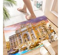 HKPOEQ Non Slip Bath Mat Machine Washable Durable Soft Fluffy Microfiber Bathroom Mat Water Absorbent Bath Rug,Trevi Fountain Good Luck History of The World Art and Architecture,24x36 in