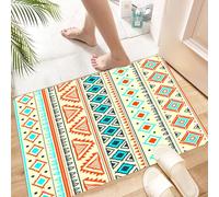 HKPOEQ Non Slip Bath Mat Machine Washable Durable Soft Fluffy Microfiber Bathroom Mat Water Absorbent Bath Rug,mexican aztec pattern with retro patterns drawn by hand,24x36 in