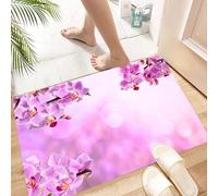 HKPOEQ Non Slip Bath Mat Machine Washable Durable Soft Fluffy Microfiber Bathroom Mat Water Absorbent Bath Rug,Spa decor, wild orchid petals in a monochro bouquet,16x24 in