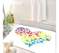 HKPOEQ Non Slip Bath Mat Machine Washable Durable Soft Fluffy Microfiber Bathroom Mat Water Absorbent Bath,multicolored hearts that form a huge colorful rainbow,50x80 cm