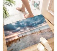 HKPOEQ Non Slip Bath Mat Machine Washable Durable Soft Fluffy Microfiber Bathroom Mat Water Absorbent Bath Rug,Netherlands North, Netherlands Province, beach, ocean, Rome, sunset,24x36 in