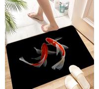 HKPOEQ Non Slip Bath Mat Machine Washable Durable Soft Fluffy Microfiber Bathroom Mat Water Absorbent Bath Rug,Colorful Carp Koi Fish Animals Wildlife Aquatic Asian Beautiful Chinese Closeu,16x24 in