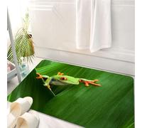 HKPOEQ Non Slip Bath Mat Machine Washable Durable Soft Fluffy Microfiber Bathroom Mat Water Absorbent Bath,Wildlife tree frog lying on unknown vegetation,50x80 cm