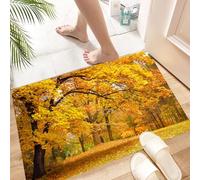 HKPOEQ Non Slip Bath Mat Machine Washable Durable Soft Fluffy Microfiber Bathroom Mat Water Absorbent Bath Rug,Beautiful autumn leaves scattered all over the natural landscape,16x24 in