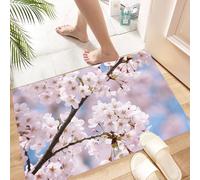 HKPOEQ Non Slip Bath Mat Machine Washable Durable Soft Fluffy Microfiber Bathroom Mat Water Absorbent Bath Rug,Spring, branches of flowers cherry blossoms flower buds blooming nature landsc,16x24 in