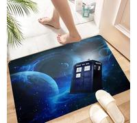 HKPOEQ Non Slip Bath Mat Machine Washable Durable Soft Fluffy Microfiber Bathroom Mat Water Absorbent Bath Rug,The TARDIS Drifts A Police Box Among Stars,24x36 in