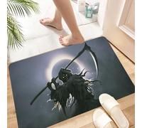 HKPOEQ Non Slip Bath Mat Machine Washable Durable Soft Fluffy Microfiber Bathroom Mat Water Absorbent Bath Rug,The Death as know as Grim Reaper holding the scythe against the eclipse on the,24x36 in
