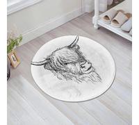 HKPOEQ Non Slip Bath Mat Machine Washable Durable Soft Fluffy Microfiber Bathroom Mat Water Absorbent Bath Rug,Animals, illustration of beautiful Scottish rural animals, highland hairy cow,31x31 in