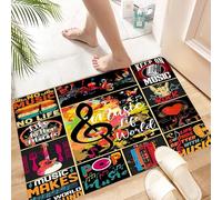HKPOEQ Non Slip Bath Mat Machine Washable Durable Soft Fluffy Microfiber Bathroom Mat Water Absorbent Bath Rug,Visual Ode to the Rhythms of Life The Melodic Tapestry of Music Passions - 副本,16x24 in