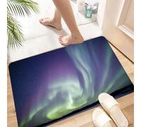 HKPOEQ Non Slip Bath Mat Machine Washable Durable Soft Fluffy Microfiber Bathroom Mat Water Absorbent Bath Rug,Northern lights aurora borealis in the night sky over beautiful frozen lake la,16x24 in