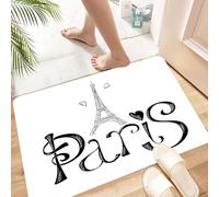 HKPOEQ Non Slip Bath Mat Machine Washable Durable Soft Fluffy Microfiber Bathroom Mat Water Absorbent Bath Rug,Paris word with eiffel tower. Paris. Ink hand lettering. Modern brush calligra,24x36 in