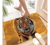 HKPOEQ Non Slip Bath Mat Machine Washable Durable Soft Fluffy Microfiber Bathroom Mat Water Absorbent Bath Rug,Close up tiger portrait. Animal looking on camera. Danger animal in nature hab,24x36 in