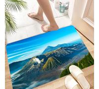 HKPOEQ Non Slip Bath Mat Machine Washable Durable Soft Fluffy Microfiber Bathroom Mat Water Absorbent Bath Rug,Mount Bromo volcano during sunrise East Java Indonesia.,24x36 in