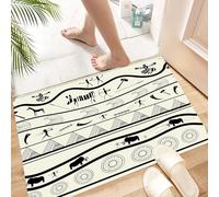 HKPOEQ Non Slip Bath Mat Machine Washable Durable Soft Fluffy Microfiber Bathroom Mat Water Absorbent Bath Rug,Primitive tribal totems and the stripes of the herd, layered ripples,16x24 in