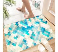 HKPOEQ Non Slip Bath Mat Machine Washable Durable Soft Fluffy Microfiber Bathroom Mat Water Absorbent Bath Rug,geometric background in the form of a blue-green gradient rhombus,24x36 in
