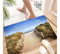 HKPOEQ Non Slip Bath Mat Machine Washable Durable Soft Fluffy Microfiber Bathroom Mat Water Absorbent Bath Rug,otpath through dunes to the beach and old wooden pier Baltic See Germany,24x36 in