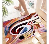 HKPOEQ Non Slip Bath Mat Machine Washable Durable Soft Fluffy Microfiber Bathroom Mat Water Absorbent Bath Rug,Inner Melody series. Design sed of colorful musical shapes as a metaphor on th,24x36 in