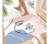 HKPOEQ Non Slip Bath Mat Machine Washable Durable Soft Fluffy Microfiber Bathroom Mat Water Absorbent Bath Rug,Set of Woman's Face continuous Line art. Abstract Contemporary collage of geom,24x36 in