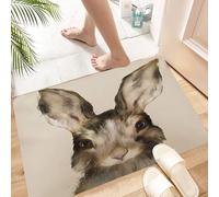 HKPOEQ Non Slip Bath Mat Machine Washable Durable Soft Fluffy Microfiber Bathroom Mat Water Absorbent Bath Rug,Watercolor animal bunny. Single boho bunny isolated cute animal. Nursery ill,24x36 in