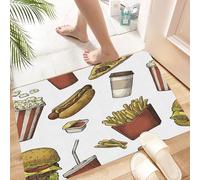 HKPOEQ Non Slip Bath Mat Machine Washable Durable Soft Fluffy Microfiber Bathroom Mat Water Absorbent Bath Rug,Aliments De Préparation Rapide Figés Le Verre De Kola,24x36 in