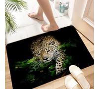 HKPOEQ Non Slip Bath Mat Machine Washable Durable Soft Fluffy Microfiber Bathroom Mat Water Absorbent Bath Rug,Animal, a majestic spotted jaguar through lush greenery，Staring around in the,24x36 in