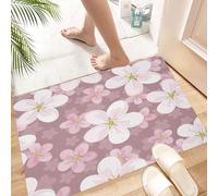 HKPOEQ Non Slip Bath Mat Machine Washable Durable Soft Fluffy Microfiber Bathroom Mat Water Absorbent Bath Rug,Romantic floral pattern background with hand drawn cherry blossoms. Japanese s,16x24 in