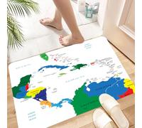 HKPOEQ Non Slip Bath Mat Machine Washable Durable Soft Fluffy Microfiber Bathroom Mat Water Absorbent Bath Rug,Map,Central America and the Caribbean Islands Map Countries Cities Names Regio,24x36 in