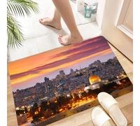 HKPOEQ Non Slip Bath Mat Machine Washable Durable Soft Fluffy Microfiber Bathroom Mat Water Absorbent Bath Rug,Old City of Jerusalem Historic City Center Israel Twilight View (,24x36 in