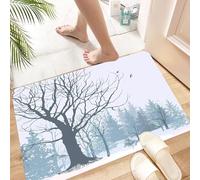 HKPOEQ Non Slip Bath Mat Machine Washable Durable Soft Fluffy Microfiber Bathroom Mat Water Absorbent Bath Rug,In winter, the quiet portrait of dead trees in the snow,24x36 in