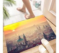 HKPOEQ Non Slip Bath Mat Machine Washable Durable Soft Fluffy Microfiber Bathroom Mat Water Absorbent Bath Rug,Prague sunset, fascinating too much sunset, illuminates Prague's charming skyl,24x36 in