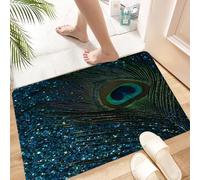 HKPOEQ Non Slip Bath Mat Machine Washable Durable Soft Fluffy Microfiber Bathroom Mat Water Absorbent Bath Rug,Peacock, the dazzling diamonds and flowing light in the peacock’s eyes,24x36 in