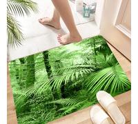 HKPOEQ Non Slip Bath Mat Machine Washable Durable Soft Fluffy Microfiber Bathroom Mat Water Absorbent Bath Rug,Rainforest Palm Trees and Exotic Plants in Tropical Jungle Wild Nature,24x36 in