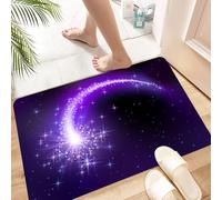 HKPOEQ Non Slip Bath Mat Machine Washable Durable Soft Fluffy Microfiber Bathroom Mat Water Absorbent Bath Rug,Flying comet with curved glowing tail in the starry night sky,16x24 in