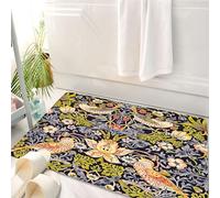 HKPOEQ Non Slip Bath Mat Machine Washable Durable Soft Fluffy Microfiber Bathroom Mat Water Absorbent Bath,William Morris's famous Strawberry Thief pattern (1883).,50x80 cm