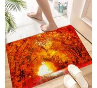 HKPOEQ Non Slip Bath Mat Machine Washable Durable Soft Fluffy Microfiber Bathroom Mat Water Absorbent Bath Rug,Autumn landscape orange painted palette knife.,16x24 in