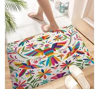 HKPOEQ Non Slip Bath Mat Machine Washable Durable Soft Fluffy Microfiber Bathroom Mat Water Absorbent Bath Rug,Mexico, Latin America. Traditional colorful flower and bird decoration,24x36 in