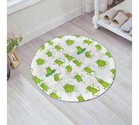 HKPOEQ Non Slip Bath Mat Machine Washable Durable Soft Fluffy Microfiber Bathroom Mat Water Absorbent Bath Rug,Cartoon Frog. Cute Green Frogs, Isolated Wild Anima1,31x31 in
