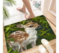 HKPOEQ Non Slip Bath Mat Machine Washable Durable Soft Fluffy Microfiber Bathroom Mat Water Absorbent Bath Rug,Cute deer lies in the grass. Watercolor drawing,16x24 in