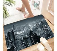 HKPOEQ Non Slip Bath Mat Machine Washable Durable Soft Fluffy Microfiber Bathroom Mat Water Absorbent Bath Rug,City aerial night of view skyline hong kong famous modern urban,16x24 in