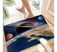 HKPOEQ Non Slip Bath Mat Machine Washable Durable Soft Fluffy Microfiber Bathroom Mat Water Absorbent Bath Rug,Astrology Astronomy Earth Space Solar System Creation Saturn Planet Milky Way,16x24 in